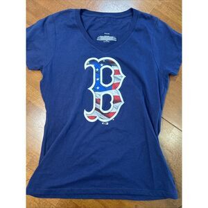 Boston Red Sox MLB V Neck Shirt Women's Size Medium American Flag USA